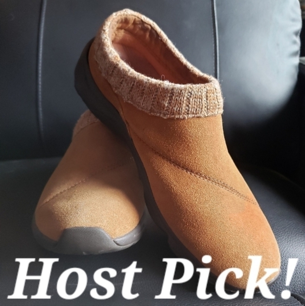 Vionic Arbor Slip On Clogs Light Brown Tan Leather Women's 6 Comfort Mules EUC